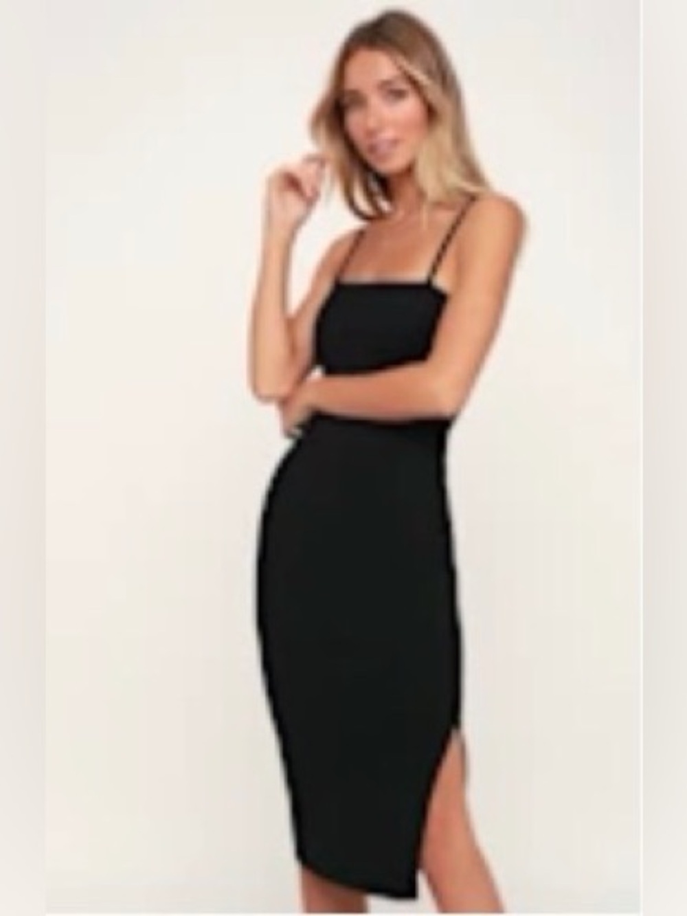 Lulu's Black Spaghetti Strap Midi Dress
